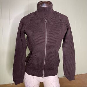 Cotelac brown 100% merino wool zip cardigan sweater‎ Women’s size 1